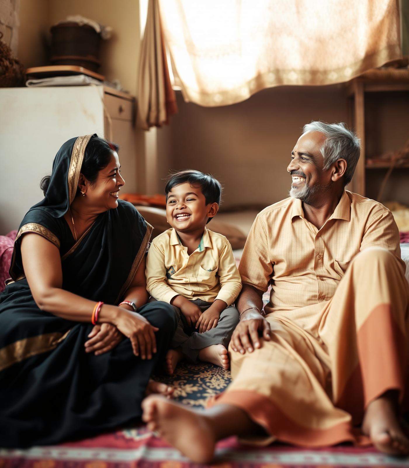 Family together at home